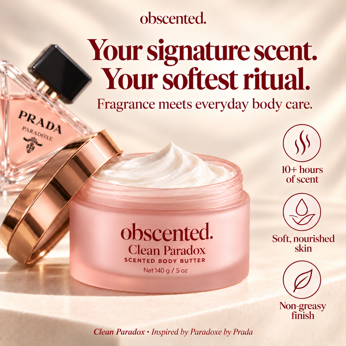Clean Paradox obscented body butter — scent and softness