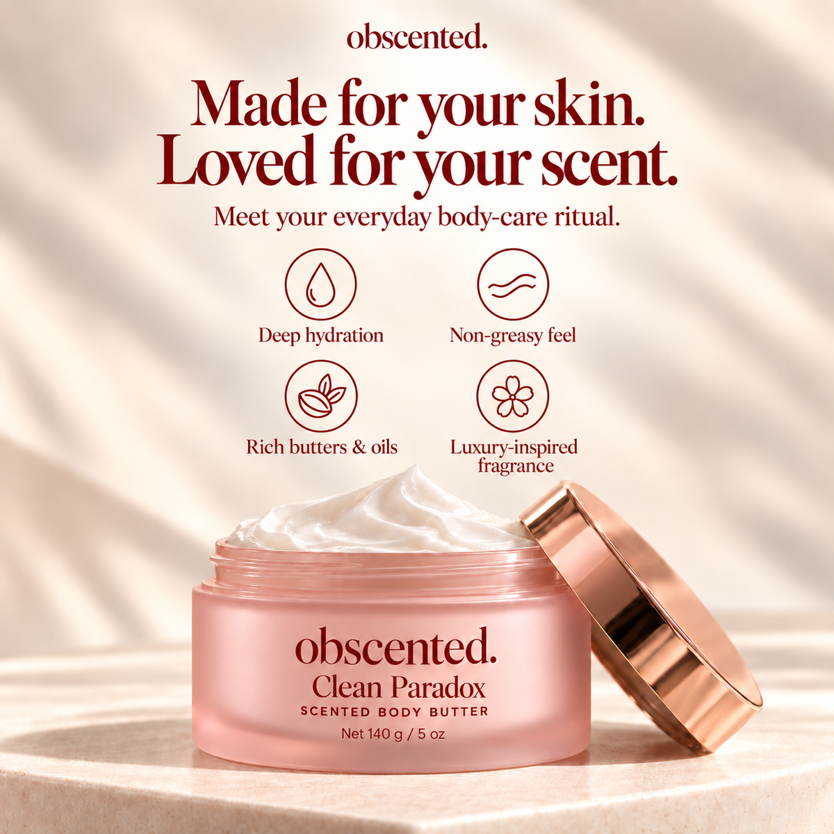Clean Paradox obscented body butter — formula benefits